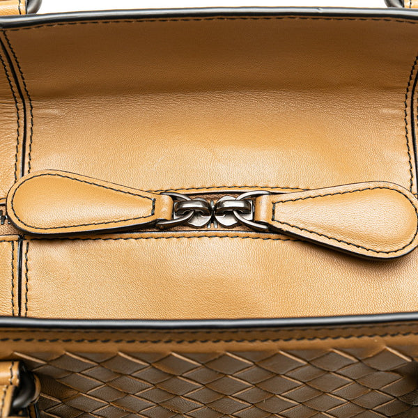 ボッテガヴェネタ イントレチャート ハンドバッグ ブラウン ベージュ レザー レディース BOTTEGAVENETA 【中古】