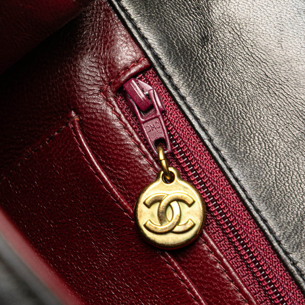 シャネル トップハンドル 親子バッグ ハンドバッグ ブラック ラムスキン レディース CHANEL 【中古】