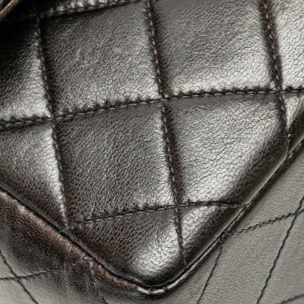 シャネル トップハンドル 親子バッグ ハンドバッグ ブラック ラムスキン レディース CHANEL 【中古】