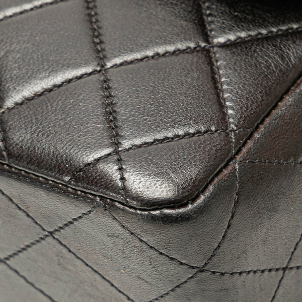 シャネル トップハンドル 親子バッグ ハンドバッグ ブラック ラムスキン レディース CHANEL 【中古】