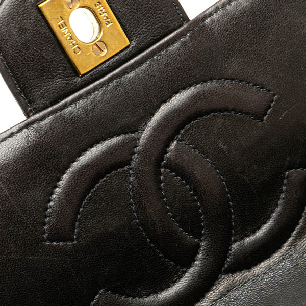 シャネル トップハンドル 親子バッグ ハンドバッグ ブラック ラムスキン レディース CHANEL 【中古】