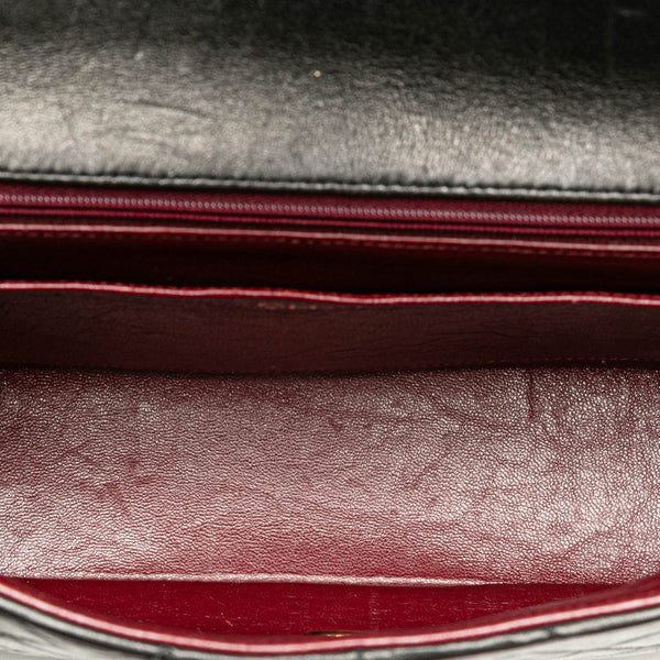 シャネル トップハンドル 親子バッグ ハンドバッグ ブラック ラムスキン レディース CHANEL 【中古】