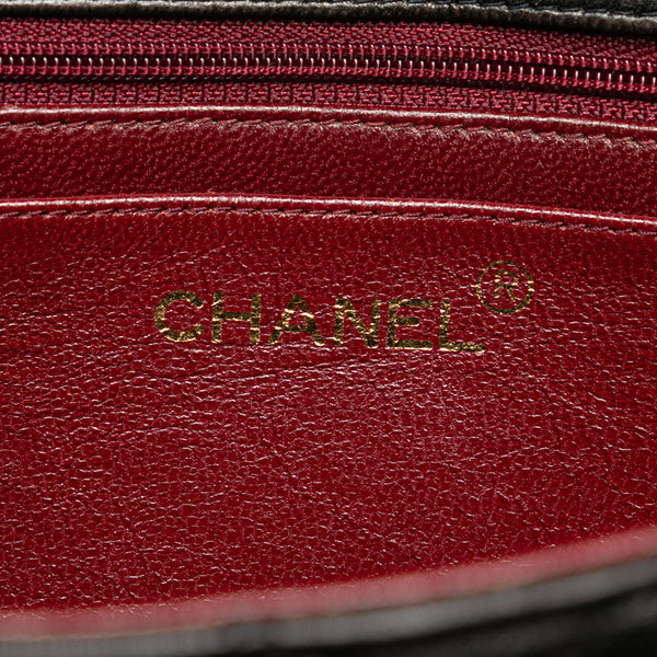 シャネル トップハンドル 親子バッグ ハンドバッグ ブラック ラムスキン レディース CHANEL 【中古】