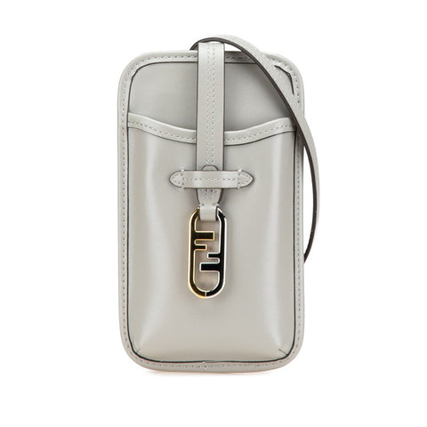 フェンディ フォンホルダー ポーチ ショルダーバッグ 7AS131 グレー レザー レディース FENDI 【中古】