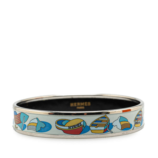 エルメス エマイユGM THALASSA ボート モチーフ バングル シルバー ブルー マルチカラー メタル レディース HERMES 【中古】
