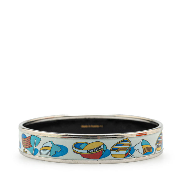 エルメス エマイユGM THALASSA ボート モチーフ バングル シルバー ブルー マルチカラー メタル レディース HERMES 【中古】