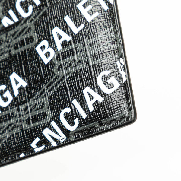 バレンシアガ ロゴ カードケース パスケース 594309 ブラック ホワイト PVC メンズ BALENCIAGA 【中古】