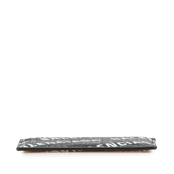 バレンシアガ ロゴ カードケース パスケース 594309 ブラック ホワイト PVC メンズ BALENCIAGA 【中古】