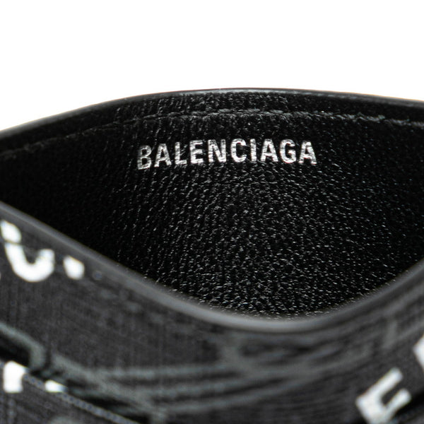 バレンシアガ ロゴ カードケース パスケース 594309 ブラック ホワイト PVC メンズ BALENCIAGA 【中古】