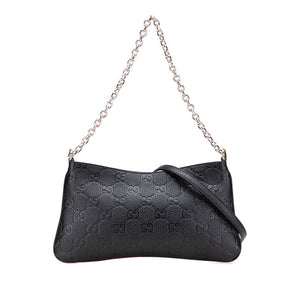 グッチ GGエンブレム ミディアム チェーンハンドバッグ ショルダーバッグ 2WAY 815277 ブラック レザー レディース GUCCI 【中古】