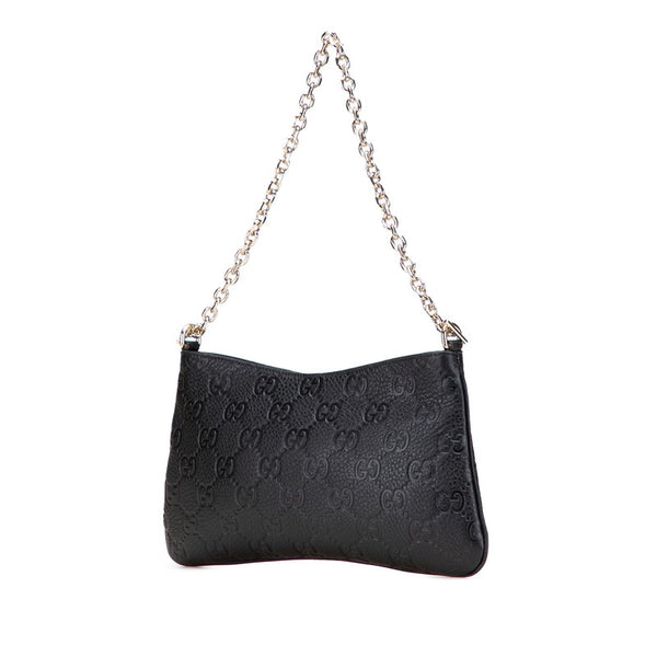グッチ GGエンブレム ミディアム チェーンハンドバッグ ショルダーバッグ 2WAY 815277 ブラック レザー レディース GUCCI 【中古】