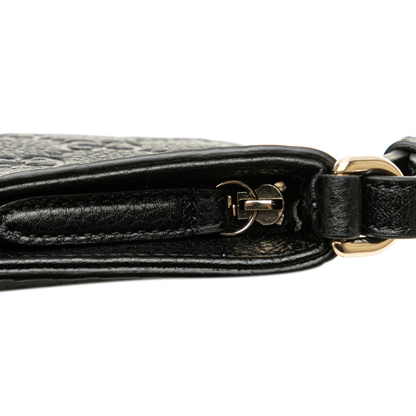 グッチ GGエンブレム ミディアム チェーンハンドバッグ ショルダーバッグ 2WAY 815277 ブラック レザー レディース GUCCI 【中古】