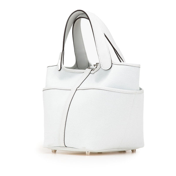 エルメス ピコタンロック カーゴ PM ハンドバッグ グリプラチナ ライトブルー スイフト トワルゴエラン レディース HERMES 【中古】