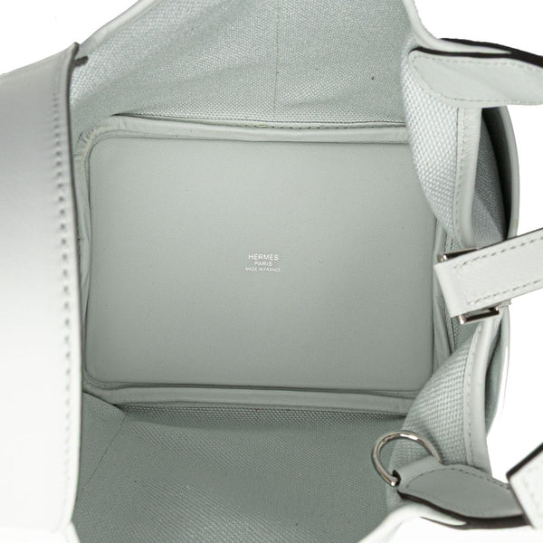 エルメス ピコタンロック カーゴ PM ハンドバッグ グリプラチナ ライトブルー スイフト トワルゴエラン レディース HERMES 【中古】