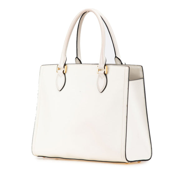 プラダ ロゴ サフィアーノ ハンドバッグ ショルダーバッグ 2WAY ホワイト レザー レディース PRADA 【中古】
