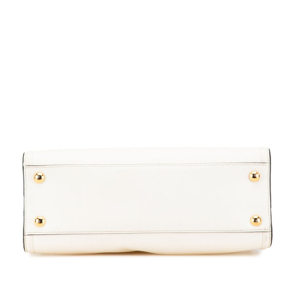 プラダ ロゴ サフィアーノ ハンドバッグ ショルダーバッグ 2WAY ホワイト レザー レディース PRADA 【中古】
