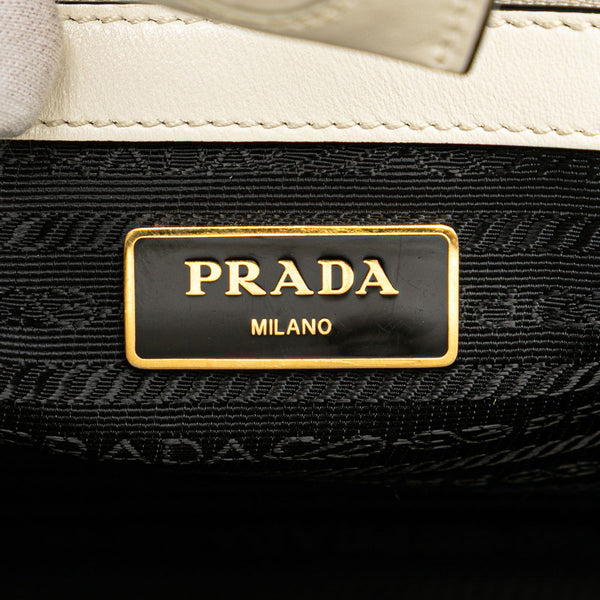 プラダ ロゴ サフィアーノ ハンドバッグ ショルダーバッグ 2WAY ホワイト レザー レディース PRADA 【中古】