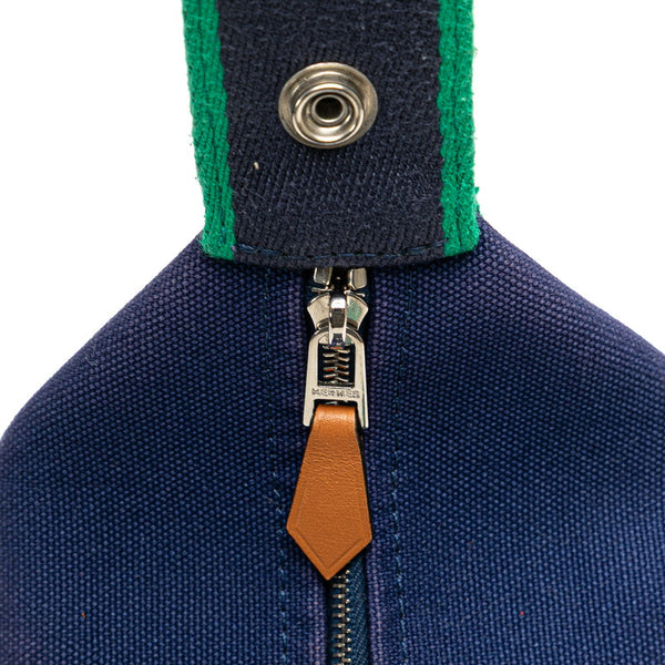 エルメス ブリッド ア ブラックPM ハンドバッグ ポーチ ブルーマリン コットン レディース HERMES 【中古】