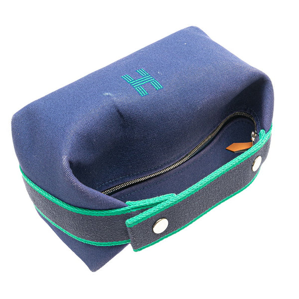 エルメス ブリッド ア ブラックPM ハンドバッグ ポーチ ブルーマリン コットン レディース HERMES 【中古】
