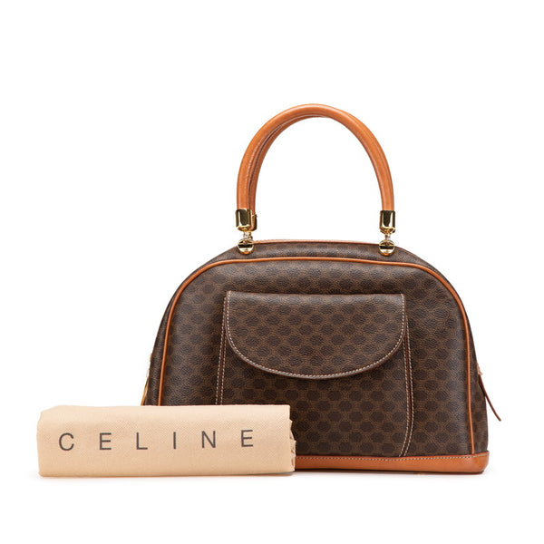 セリーヌ マカダム ハンドバッグ ブラウン PVC レザー レディース CELINE 【中古】