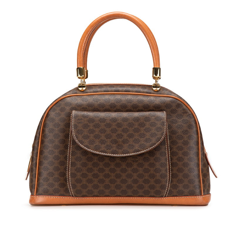 セリーヌ マカダム ハンドバッグ ブラウン PVC レザー レディース CELINE 【中古】