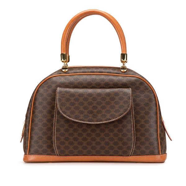 セリーヌ マカダム ハンドバッグ ブラウン PVC レザー レディース CELINE 【中古】