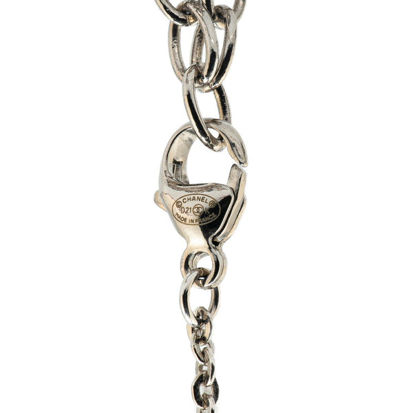 シャネル ココマーク ミラーボール ネックレス シルバー ブラック メタル レディース CHANEL 【中古】