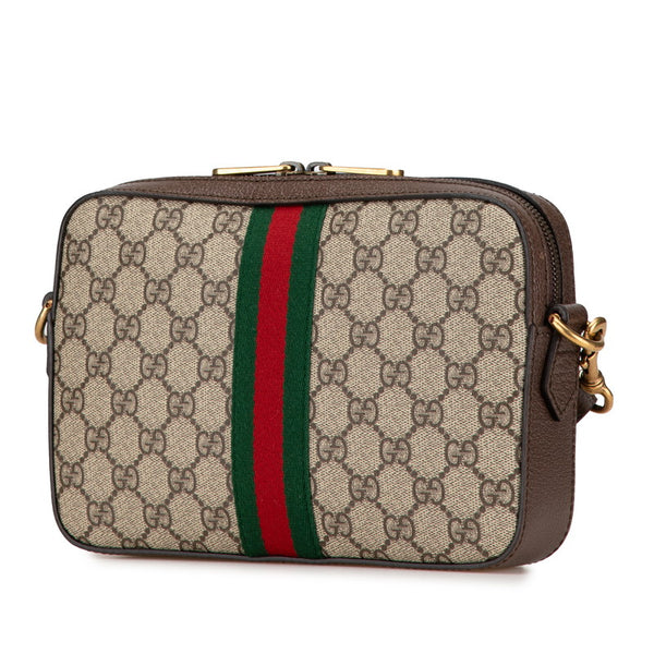 グッチ オフディア GGスプリーム シェリーライン ショルダーバッグ クロスボディバッグ 699439 ベージュ ブラウン PVC レザー レディース GUCCI 【中古】