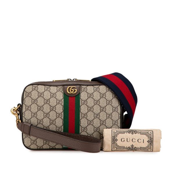 グッチ オフディア GGスプリーム シェリーライン ショルダーバッグ クロスボディバッグ 699439 ベージュ ブラウン PVC レザー レディース GUCCI 【中古】