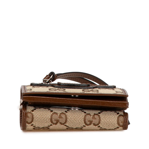 グッチ × バレンシアガ GGキャンバス 三つ折り財布 681708 ベージュ ブラウン キャンバス レザー レディース GUCCI 【中古】