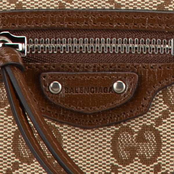 グッチ × バレンシアガ GGキャンバス 三つ折り財布 681708 ベージュ ブラウン キャンバス レザー レディース GUCCI 【中古】