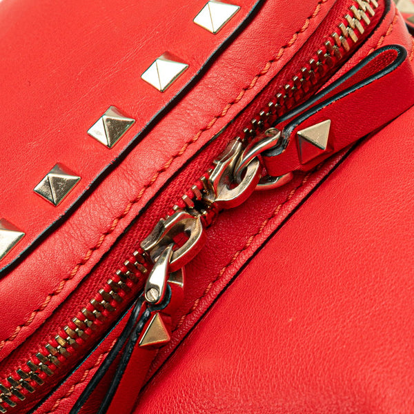 ヴァレンチノ ロックスタッズ リュック バックパック レッド レザー レディース Valentino 【中古】