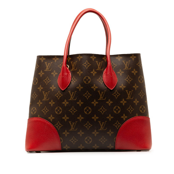 ルイ ヴィトン モノグラム フランドリン ハンドバッグ トートバッグ M41596 ブラウン レッド PVC レザー レディース LOUIS VUITTON 【中古】