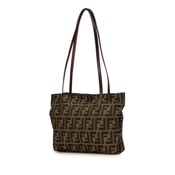 フェンディ ズッカ トートバッグ 16165 ブラウン ナイロン レザー レディース FENDI 【中古】