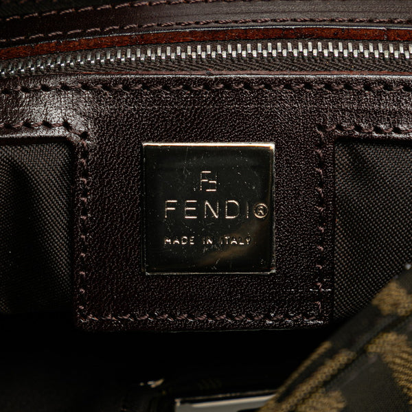 フェンディ ズッカ トートバッグ 16165 ブラウン ナイロン レザー レディース FENDI 【中古】