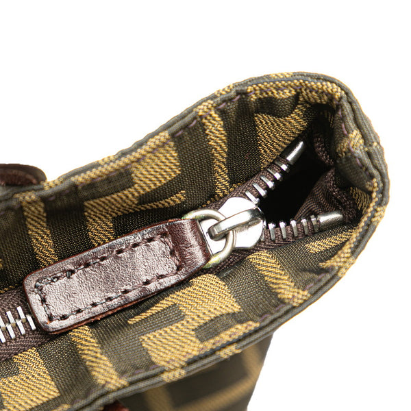 フェンディ ズッカ トートバッグ 16165 ブラウン ナイロン レザー レディース FENDI 【中古】