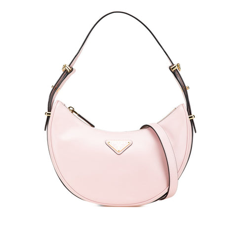 プラダ 三角ロゴプレート アーケ スモール ハンドバッグ ショルダーバッグ 2WAY 1BC194 ピンク レザー レディース PRADA 【中古】