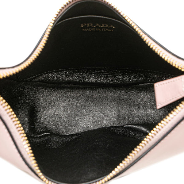 プラダ 三角ロゴプレート アーケ スモール ハンドバッグ ショルダーバッグ 2WAY 1BC194 ピンク レザー レディース PRADA 【中古】
