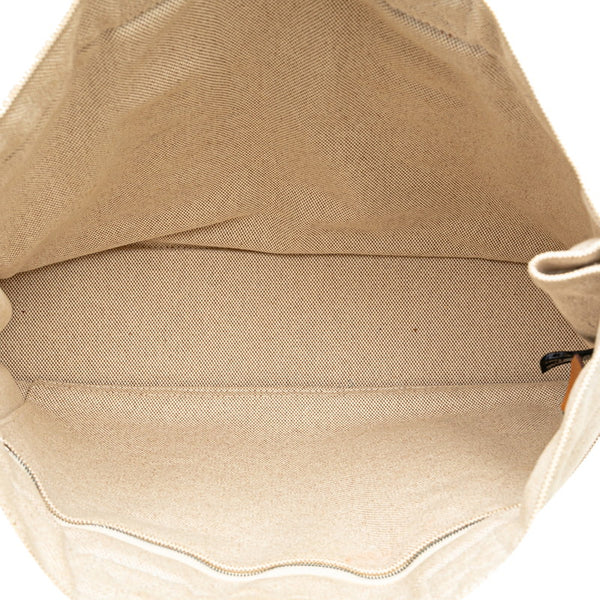 エルメス ニューフールトゥ トートMM トートバッグ ベージュ ブラウン キャンバス レディース HERMES 【中古】