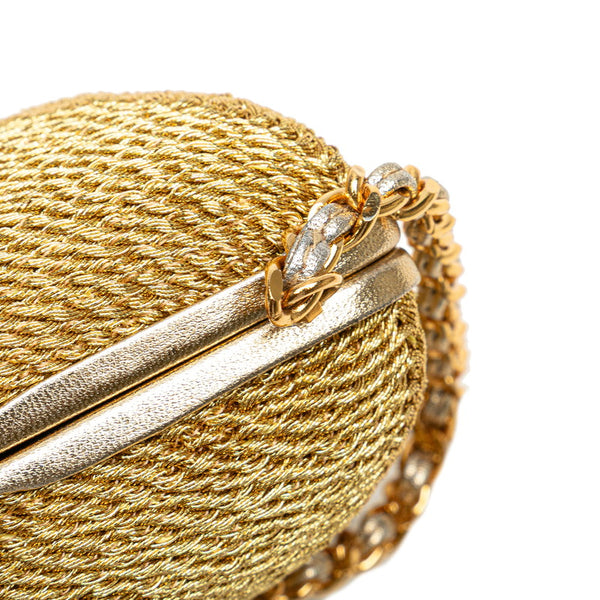 シャネル ココマーク がま口 チェーン ショルダーバッグ ゴールド グリッターキャンバス レディース CHANEL 【中古】