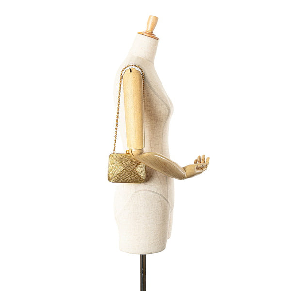 シャネル ココマーク がま口 チェーン ショルダーバッグ ゴールド グリッターキャンバス レディース CHANEL 【中古】