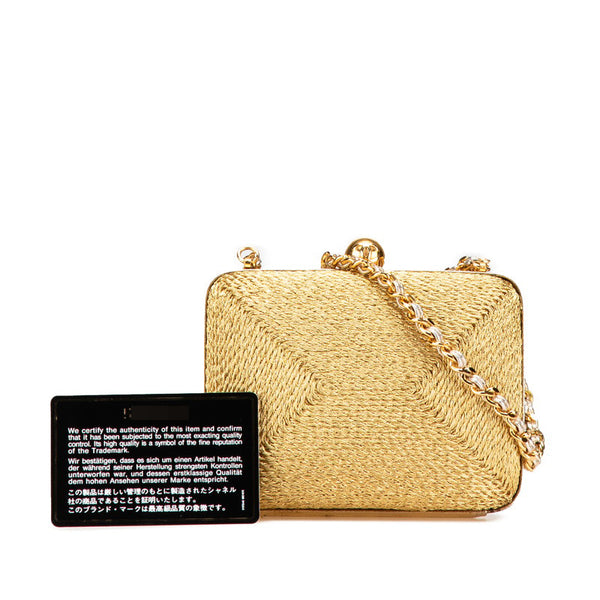 シャネル ココマーク がま口 チェーン ショルダーバッグ ゴールド グリッターキャンバス レディース CHANEL 【中古】