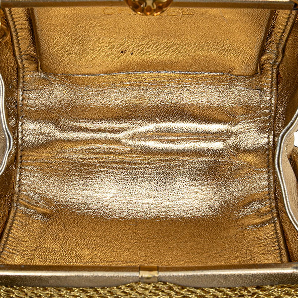 シャネル ココマーク がま口 チェーン ショルダーバッグ ゴールド グリッターキャンバス レディース CHANEL 【中古】