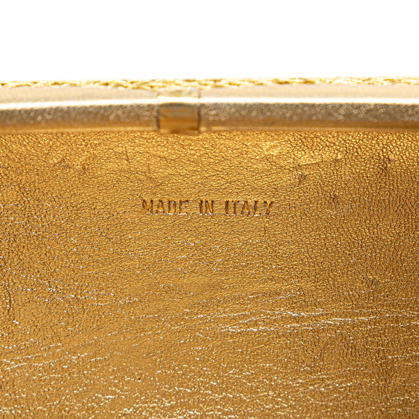 シャネル ココマーク がま口 チェーン ショルダーバッグ ゴールド グリッターキャンバス レディース CHANEL 【中古】