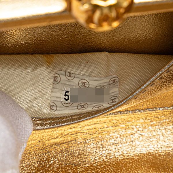 シャネル ココマーク がま口 チェーン ショルダーバッグ ゴールド グリッターキャンバス レディース CHANEL 【中古】