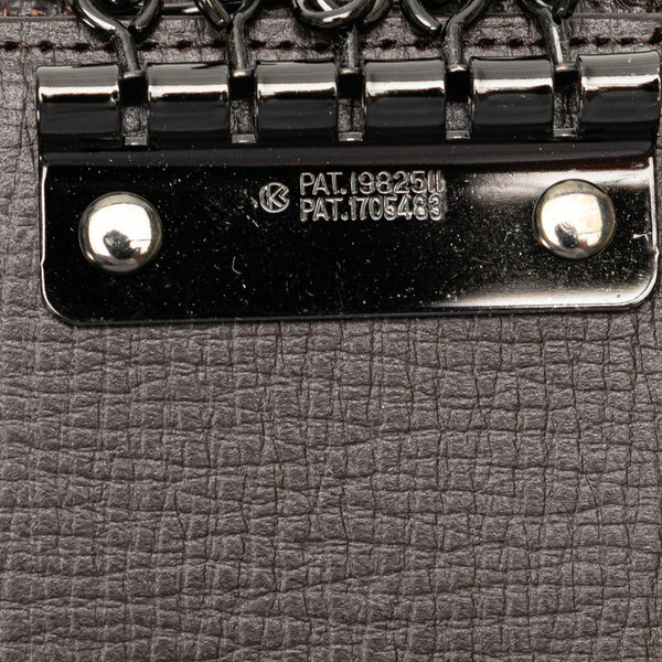バーバリー エンボスチェック ノバチェック L字ファスナー コンパクト財布 キーケース ブラウン レザー メンズ BURBERRY 【中古】