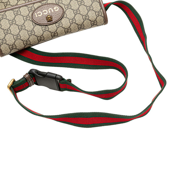 グッチ GGスプリーム ネオヴィンテージ キャットヘッド シェリーライン ボディバッグ ウエストバッグ 493930 ブラウン ベージュ PVC レザー メンズ GUCCI 【中古】