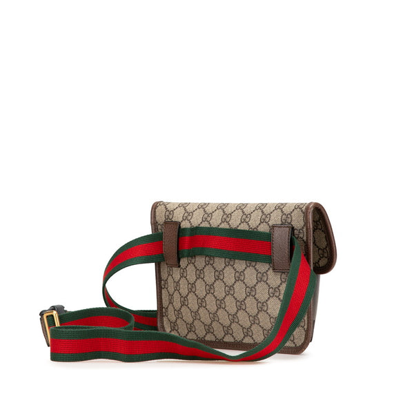 グッチ GGスプリーム ネオヴィンテージ キャットヘッド シェリーライン ボディバッグ ウエストバッグ 493930 ブラウン ベージュ PVC レザー メンズ GUCCI 【中古】