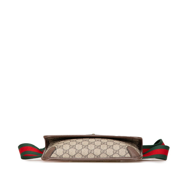 グッチ GGスプリーム ネオヴィンテージ キャットヘッド シェリーライン ボディバッグ ウエストバッグ 493930 ブラウン ベージュ PVC レザー メンズ GUCCI 【中古】