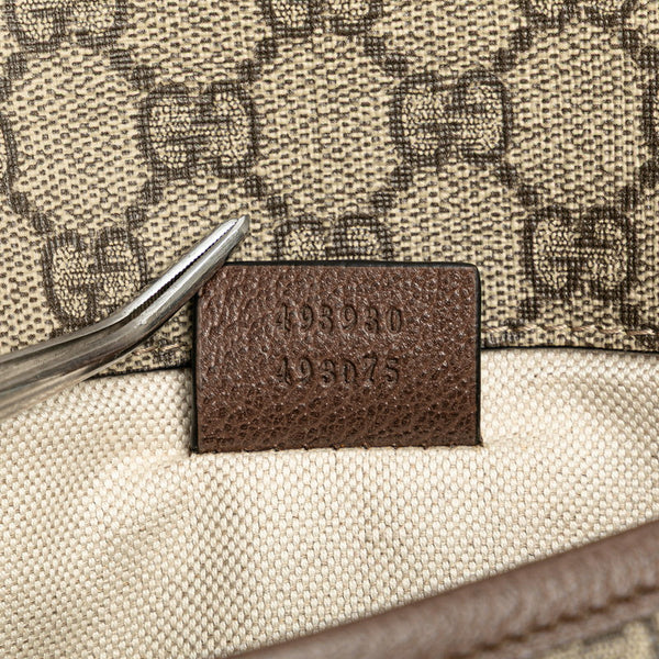 グッチ GGスプリーム ネオヴィンテージ キャットヘッド シェリーライン ボディバッグ ウエストバッグ 493930 ブラウン ベージュ PVC レザー メンズ GUCCI 【中古】